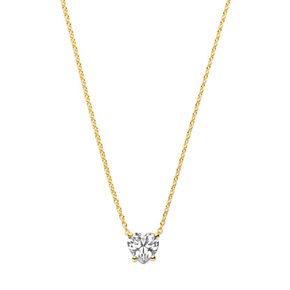 Gouden ketting met hartvormige zirkonia – 14 karaat