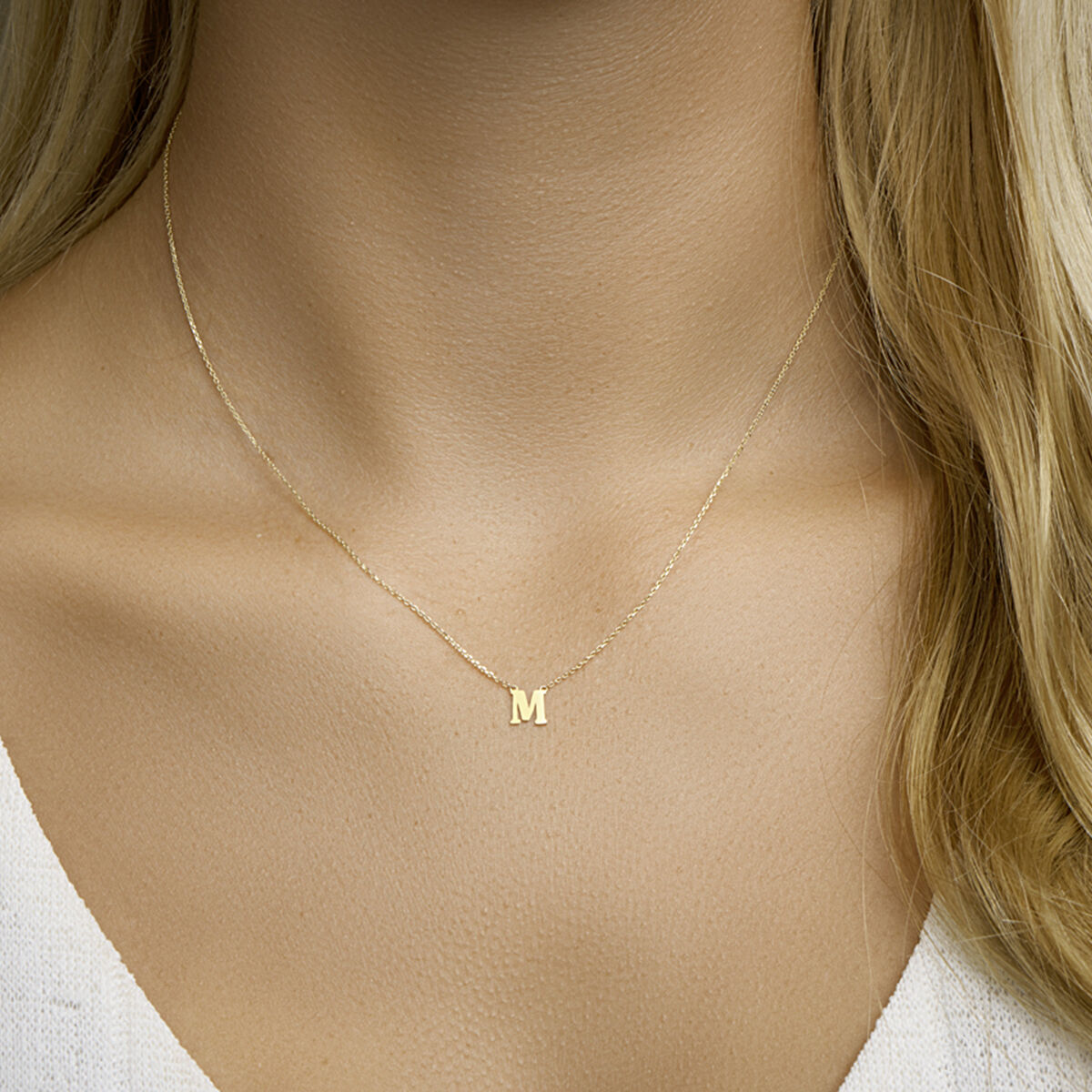 Ketting Anker met letter 14k geelgoud