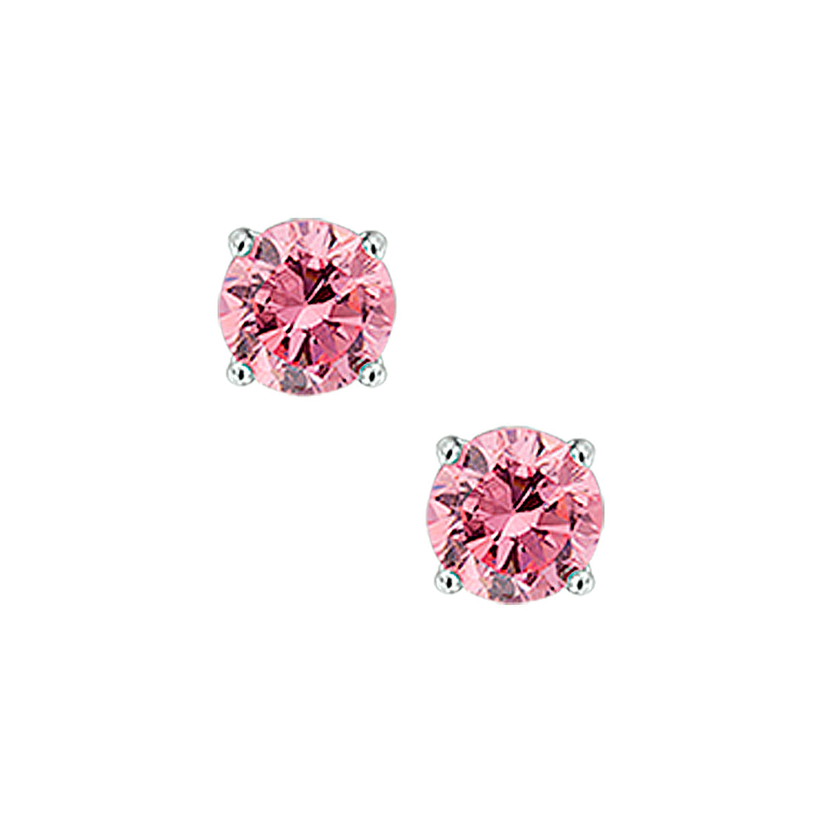 Oorknoppen roze zirkonia zilver gerhodineerd