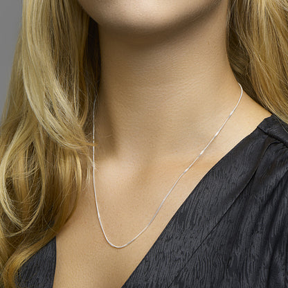 Zilveren geslepen gourmette ketting 1,4 mm – formaat vergeleken