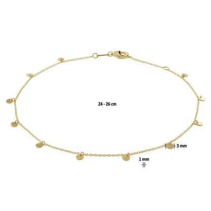 Gouden enkelbandje met rondjes – 14 karaat – detailfoto