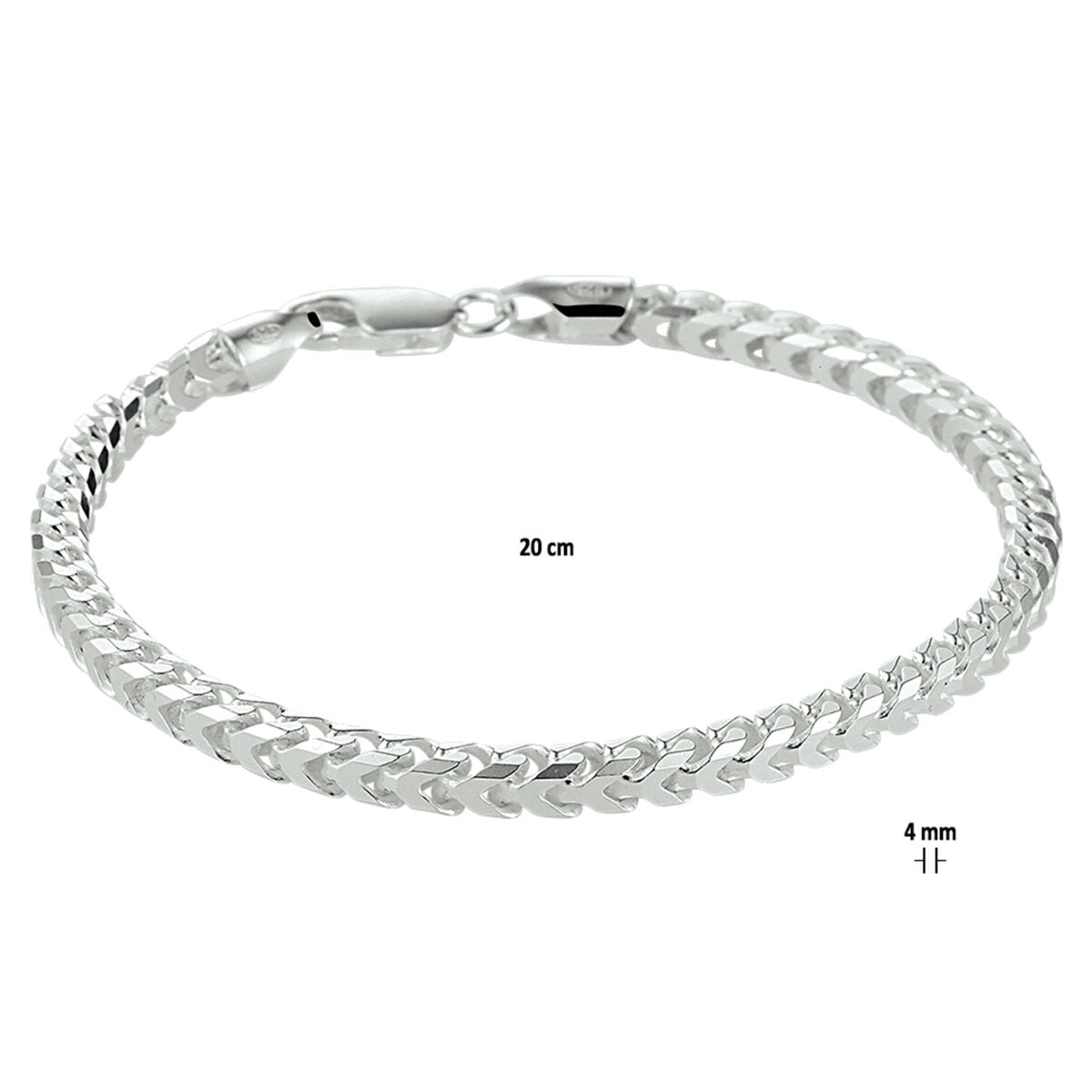 Armband of ketting gourmette 4,0 mm zilver wit