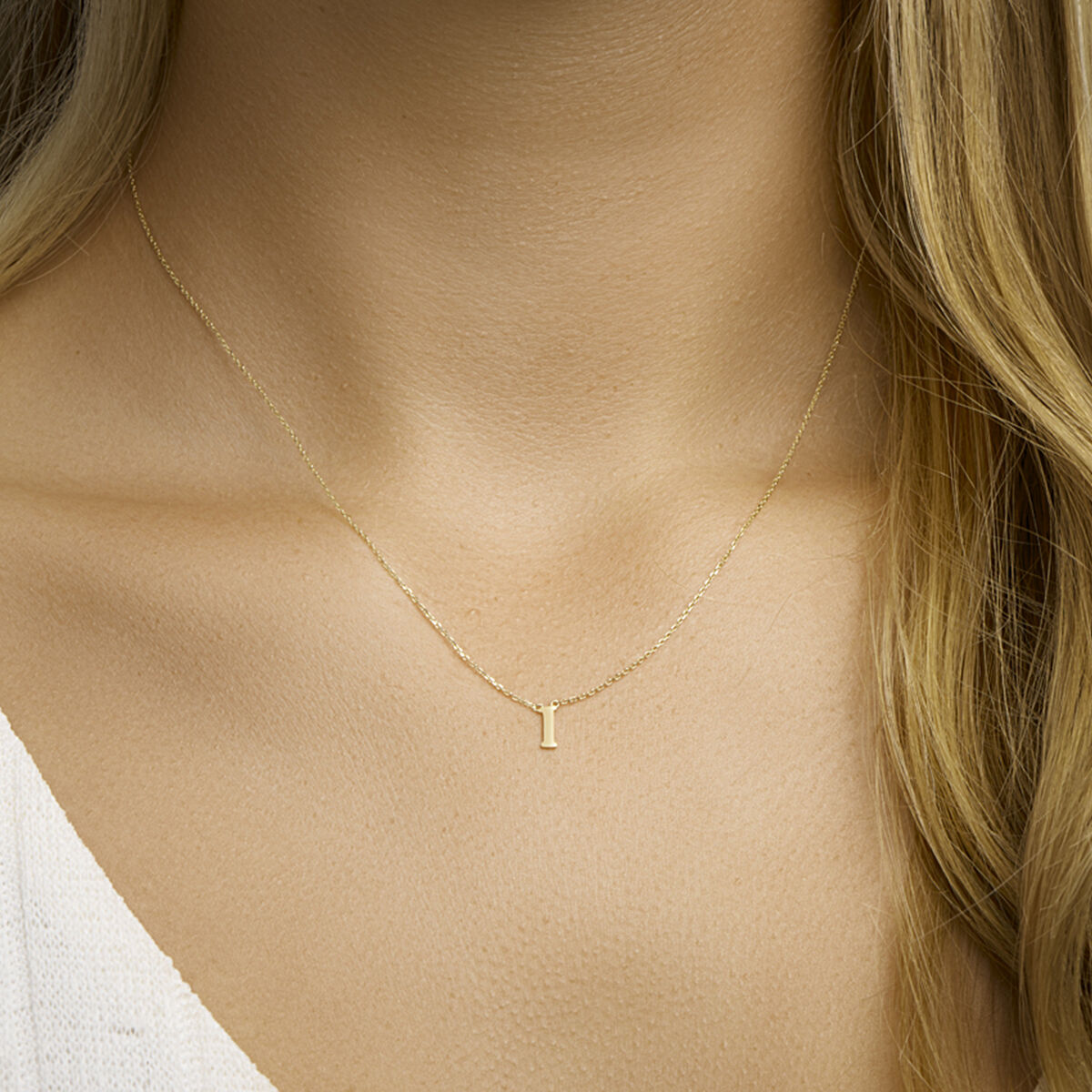 Ketting Anker met letter 14k geelgoud