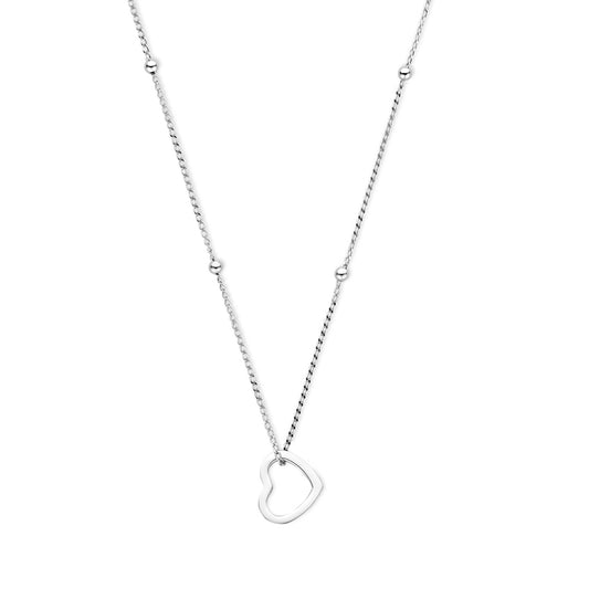 Ketting hartje 41 + 4 cm zilver gerhodineerd