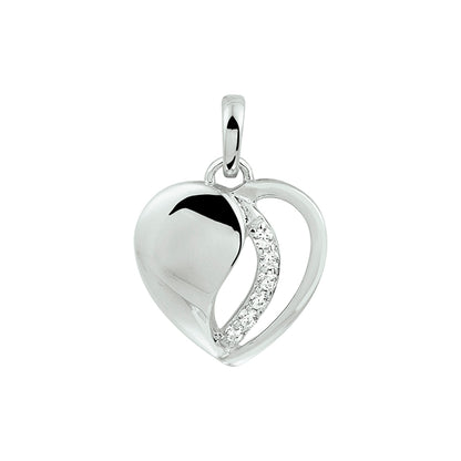 Zilveren hanger hartje met zirkonia 12,5 mm