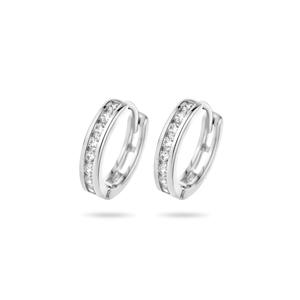 YO&NO  klapoorringen 2,5mm zirkonia zilver gerhodineerd