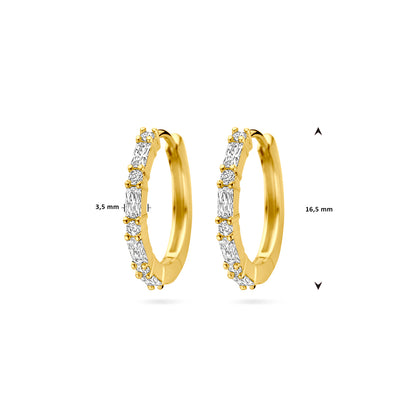 Zilveren klapoorringen met zirkonia 15 mm – close-up van de sluiting