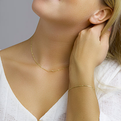 Gouden figaro ketting 1,6 mm – 14 karaat – detailfoto