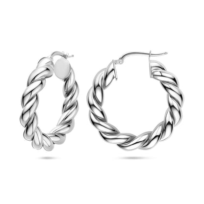 Zilveren oorringen gedraaid 6 mm