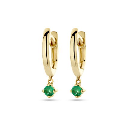 Gouden klapoorringen met hangende steen – 14 karaat – detailfoto