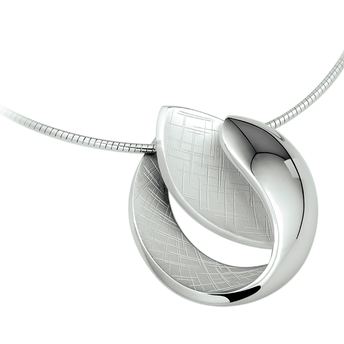 Ketting omega gescratcht 42 + 3 cm zilver gerhodineerd