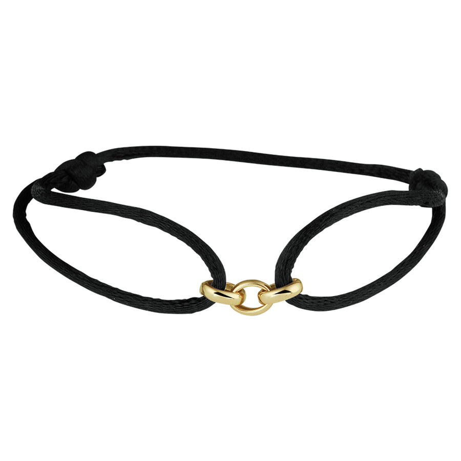 Satijnen armband met gouden ankertje 5 mm