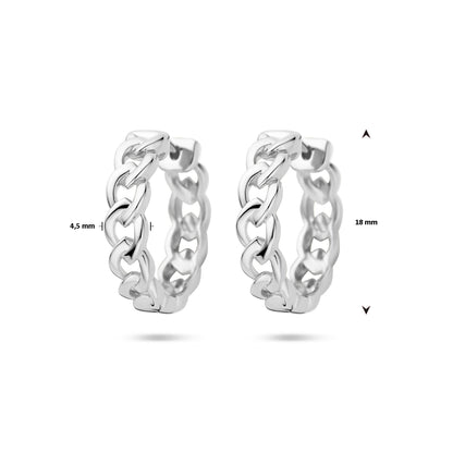Zilveren klapoorringen met schakelmotief 18 mm – close-up van de sluiting