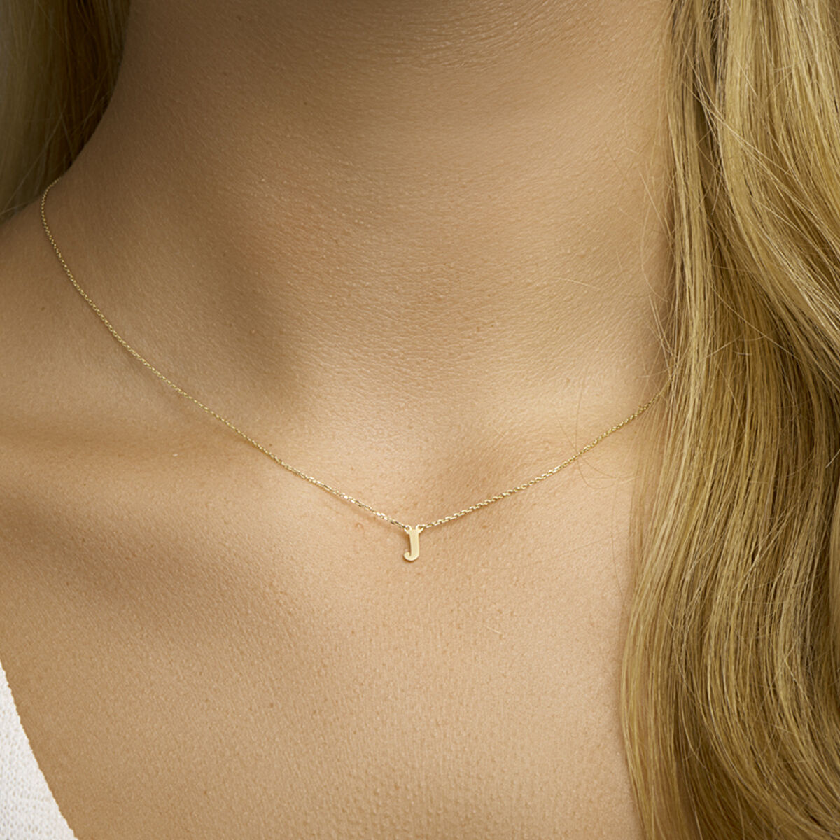 Ketting Anker met letter 14k geelgoud