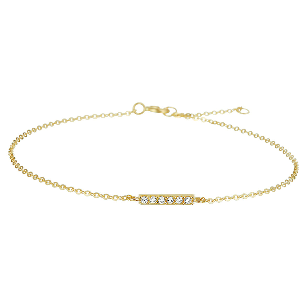 YO&NO armband balkje 16,5 - 18,5 cm met of zonder zirkonia 14k geelgoud