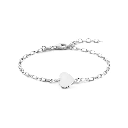Zilveren paperclip armband met hart 9 × 10 mm