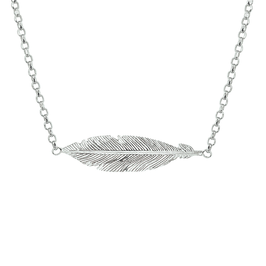 Zilveren ketting met veertje