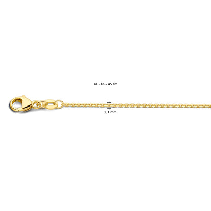 Gouden ankerketting gediamanteerd 1,1 mm – close-up van de sluiting