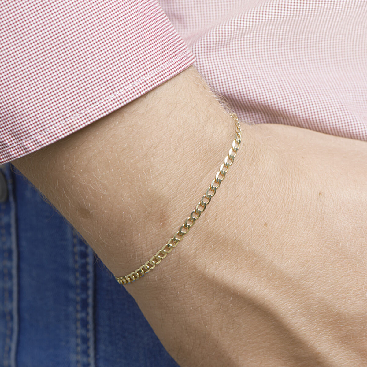 Gouden gourmette ketting 3,3 mm – 14 karaat – detailfoto