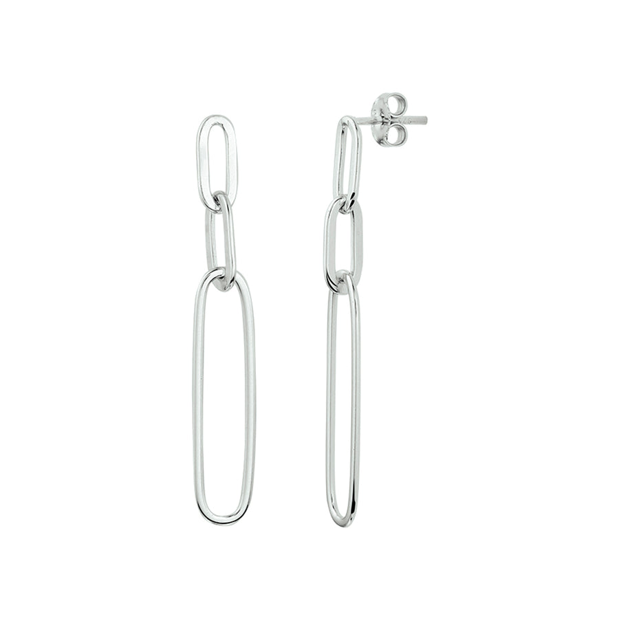 Zilveren oorhangers paperclip 38 mm