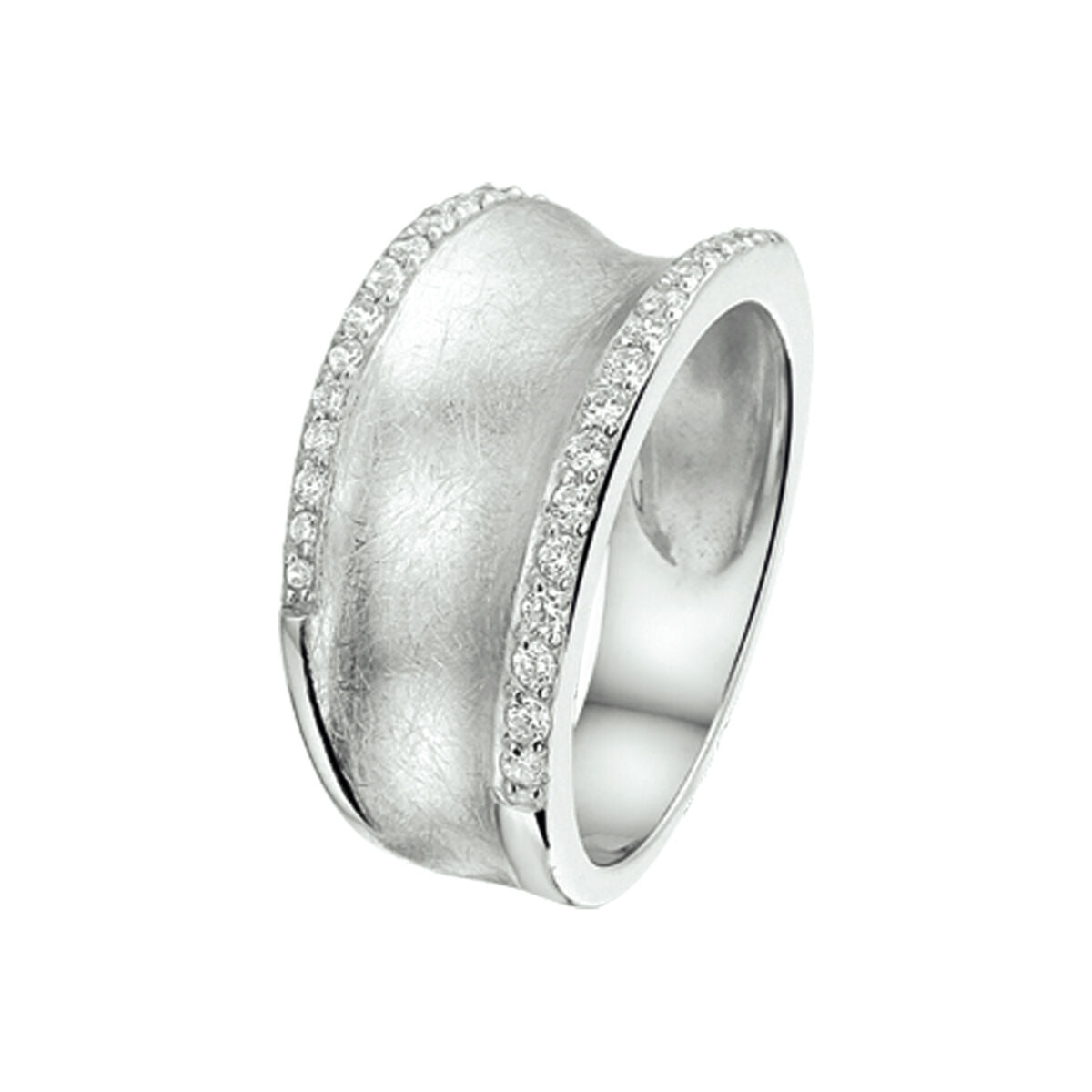 YO&NO ring zirkonia gescratcht zilver gerhodineerd