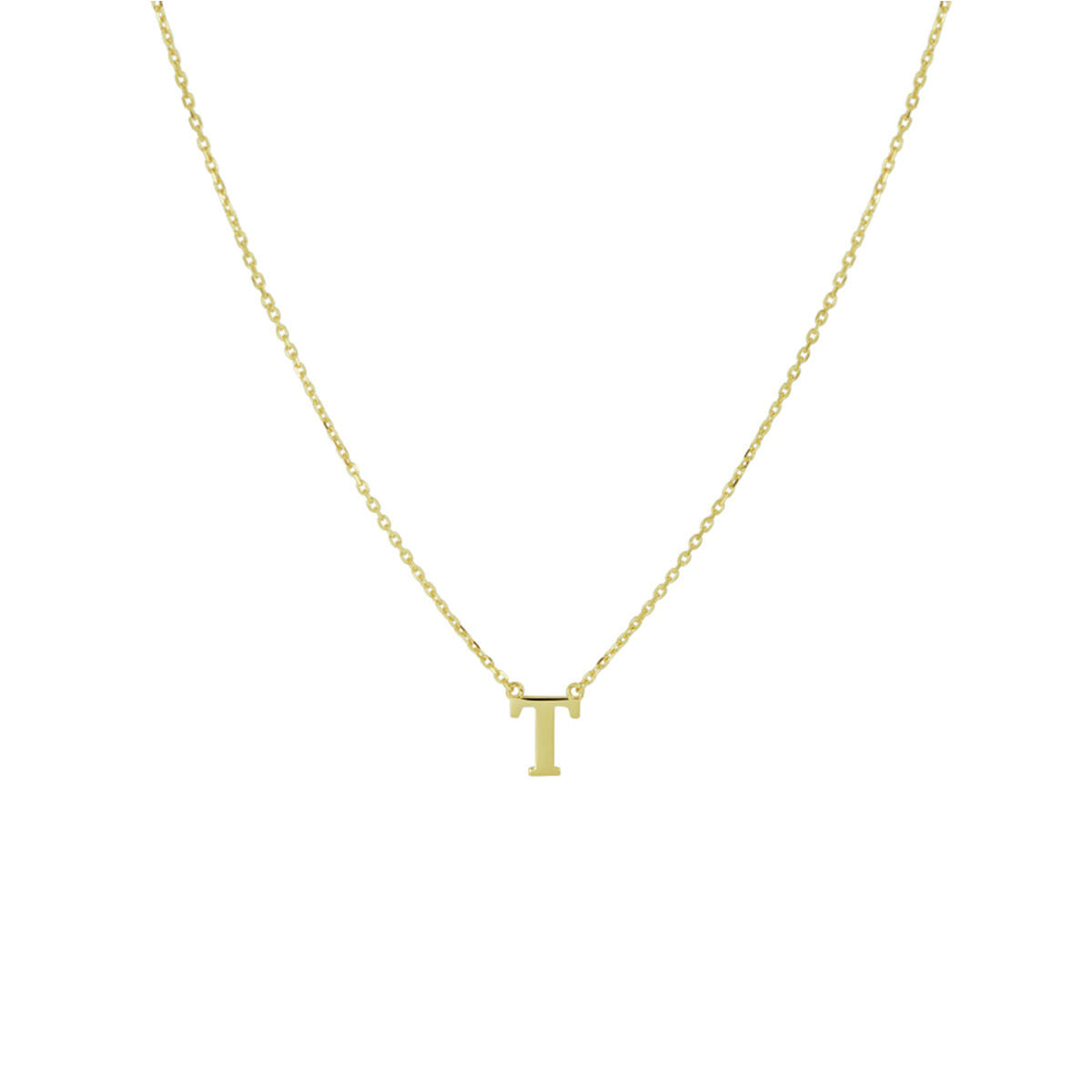 Ketting Anker met letter 14k geelgoud