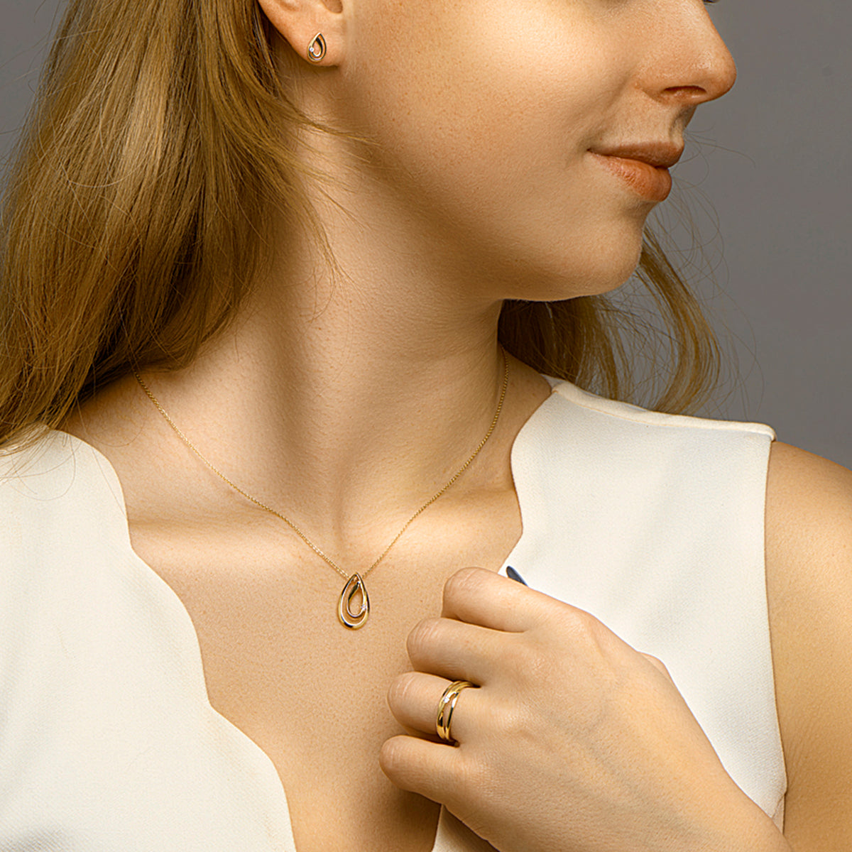 YO&NO hanger diamant 0.040ct h si 14k geelgoud