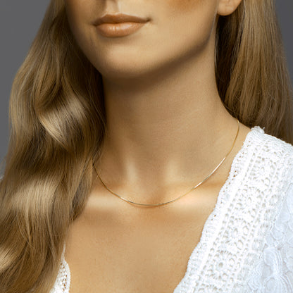Verguld zilveren venetiaanse ketting 1,1 mm – close-up van de sluiting