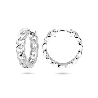 Zilveren klapoorringen met schakelmotief 18 mm