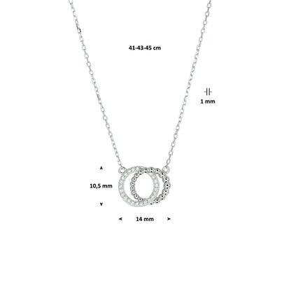 Zilveren ketting met rondjes en zirkonia – detailfoto