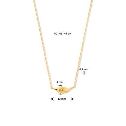 Gouden ketting met veertje – 14 karaat – detailfoto