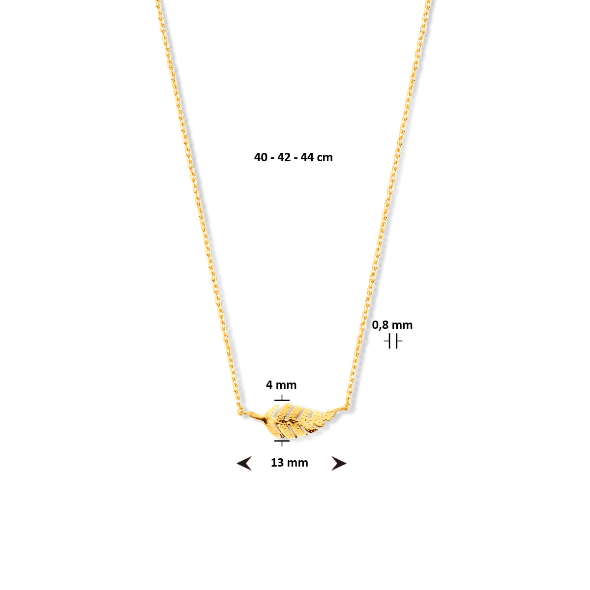 Ketting veer 14k geelgoud