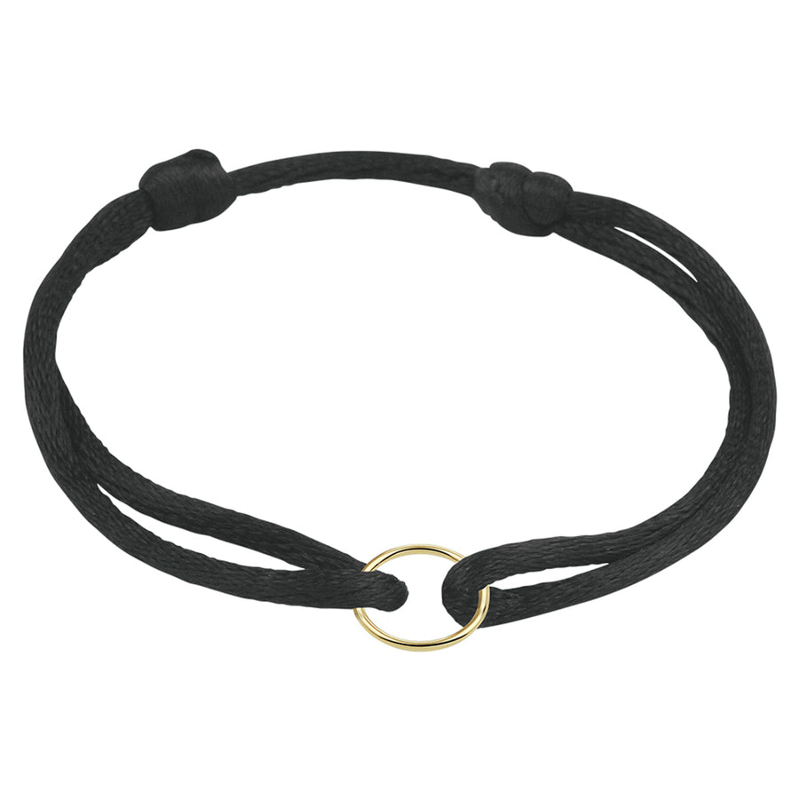 Satijnen armband met gouden rondje 10 mm