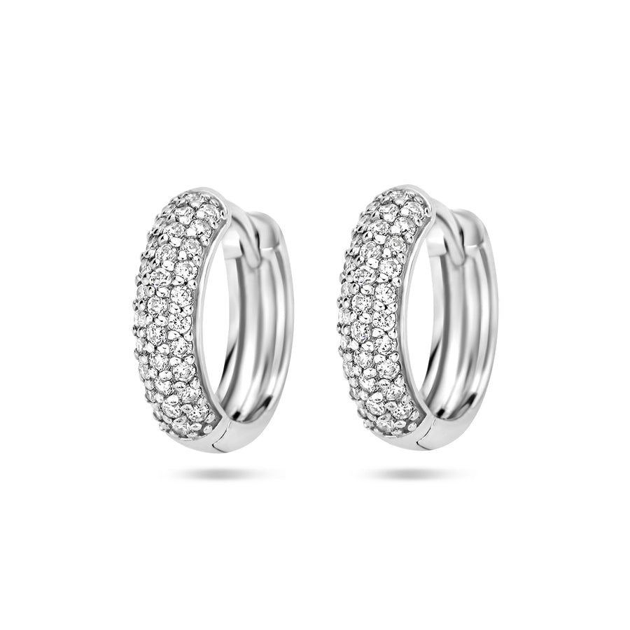 Zilveren klapoorringen met zirkonia 15,5 mm