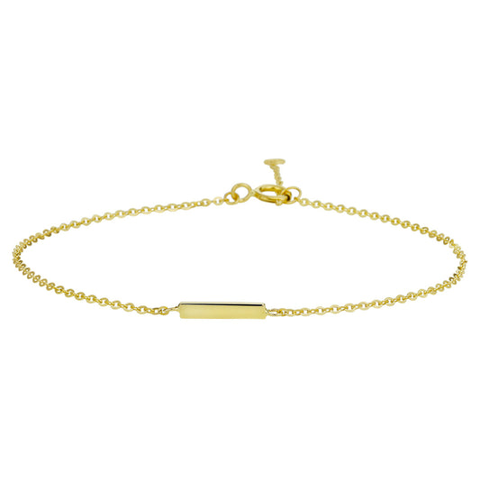 YO&NO armband balkje 16,5 - 18,5 cm met of zonder zirkonia 14k geelgoud