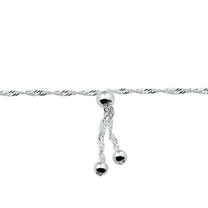 Zilveren enkelbandje singaporeschakel 1,7 mm – detailfoto