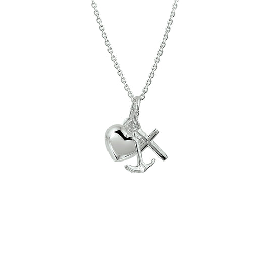 Ketting geloof, hoop en liefde zilver wit of zilver gerhodineerd