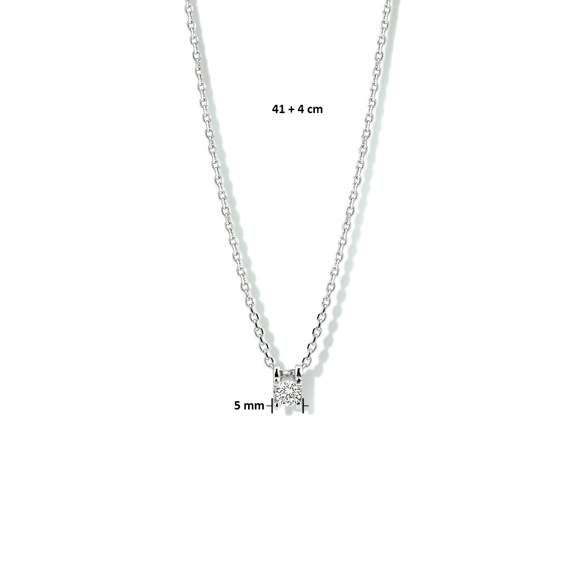 YO&NO ketting zirkonia 41 + 4 cm 4 mm zilver gerhodineerd