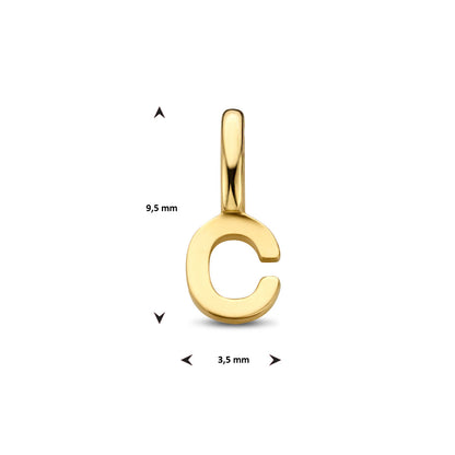 Gouden hanger letter – 14 karaat – formaat vergeleken