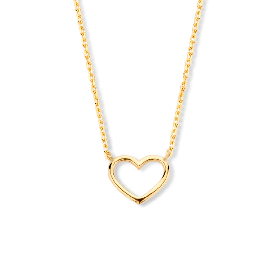 Gouden ketting met hartje 8 × 6,5 mm – 14 karaat