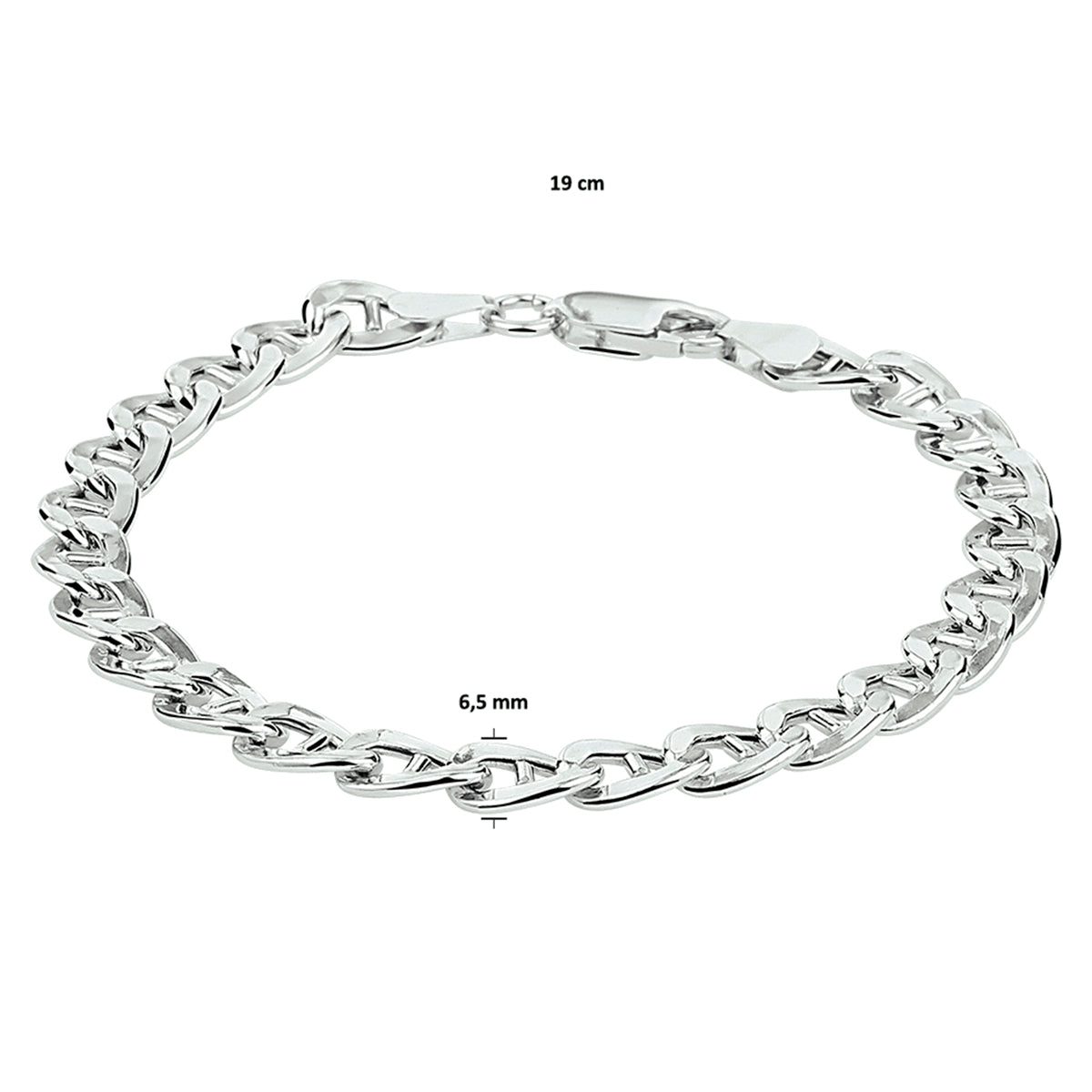 YO&NO Ketting of armband anker 6,5 mm zilver gerhodineerd