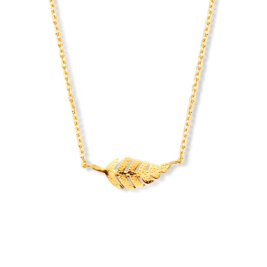 Gouden ketting met veertje – 14 karaat