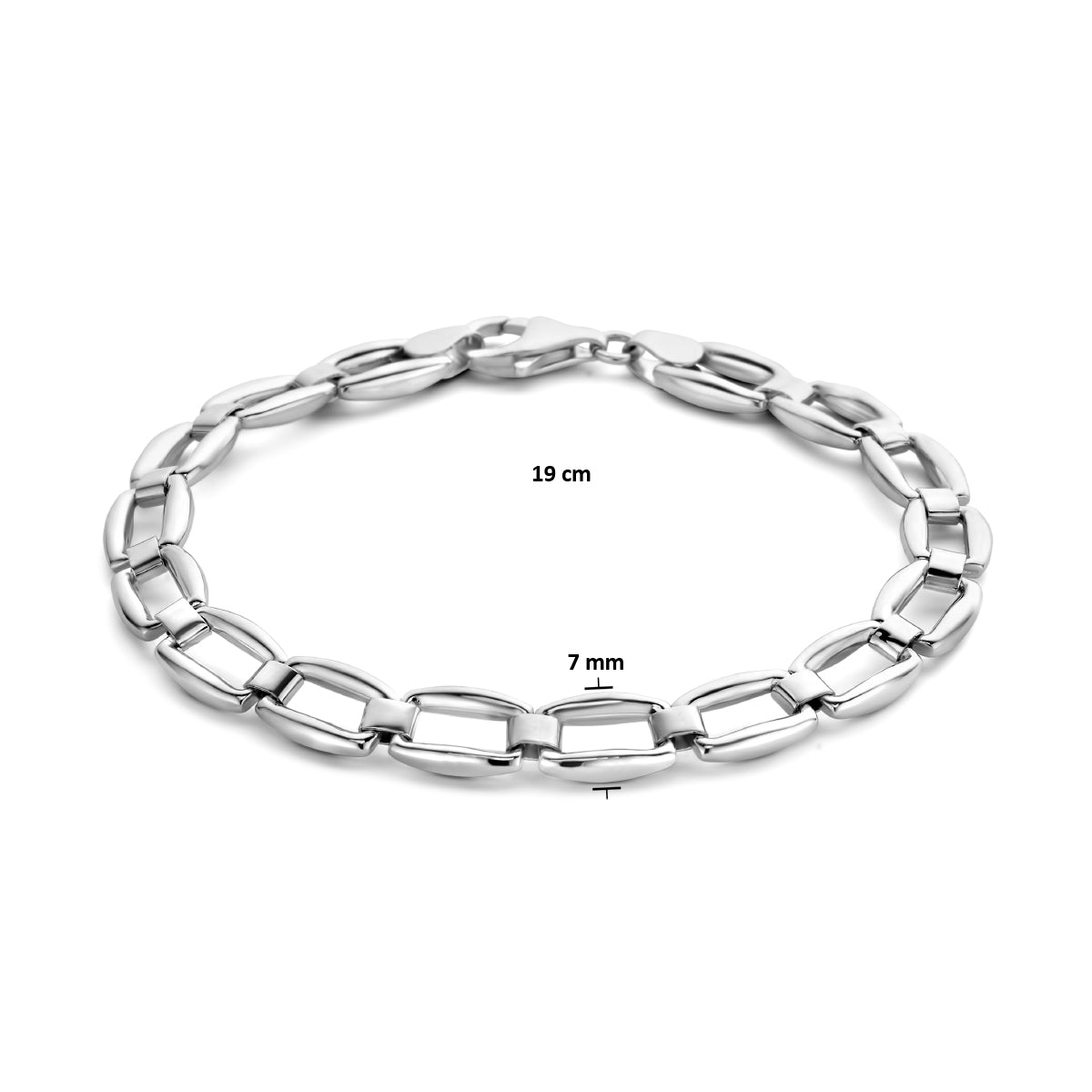 YO&NO armband 7,0 mm 19 cm zilver gerhodineerd