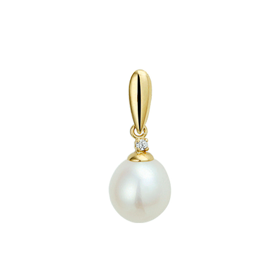 Gouden oorhangers met parel en zirkonia – 14 karaat