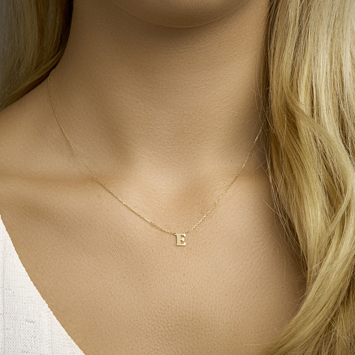 Ketting Anker met letter 14k geelgoud