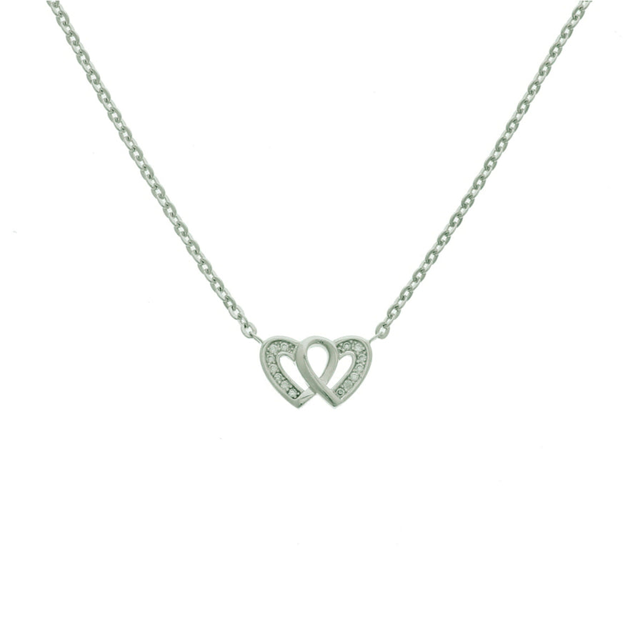 Zilveren ketting met hartjes en zirkonia