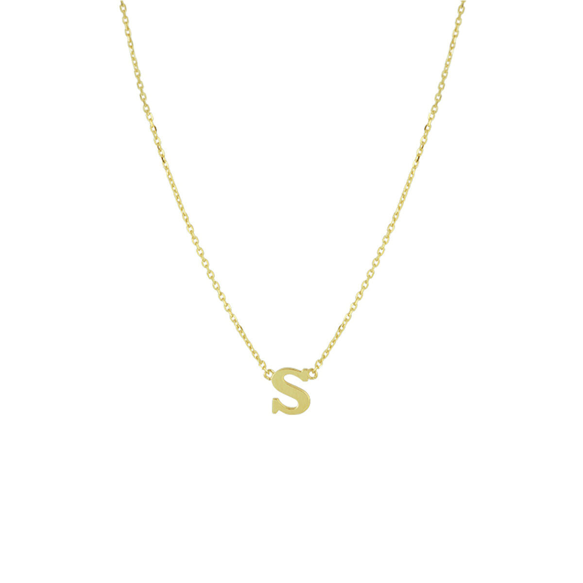 Ketting Anker met letter 14k geelgoud