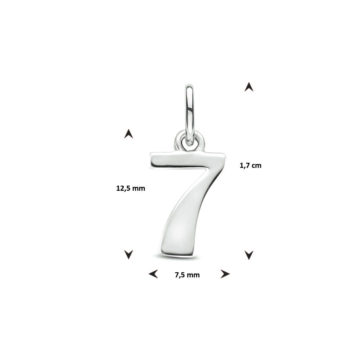 Hanger cijfer zilver gerhodineerd