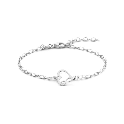 Zilveren paperclip armband met hart en infinity