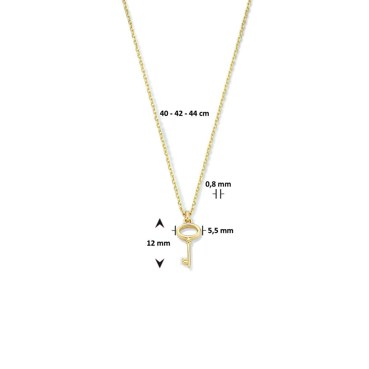 Ketting Anker Sleutel 0,8mm 585 Goud